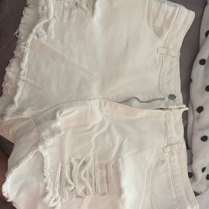 White Distressed Denim Shorts